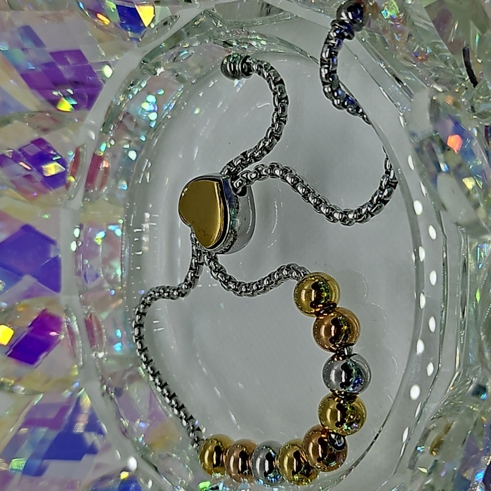 Tri-color Beaded Heart Bracelet